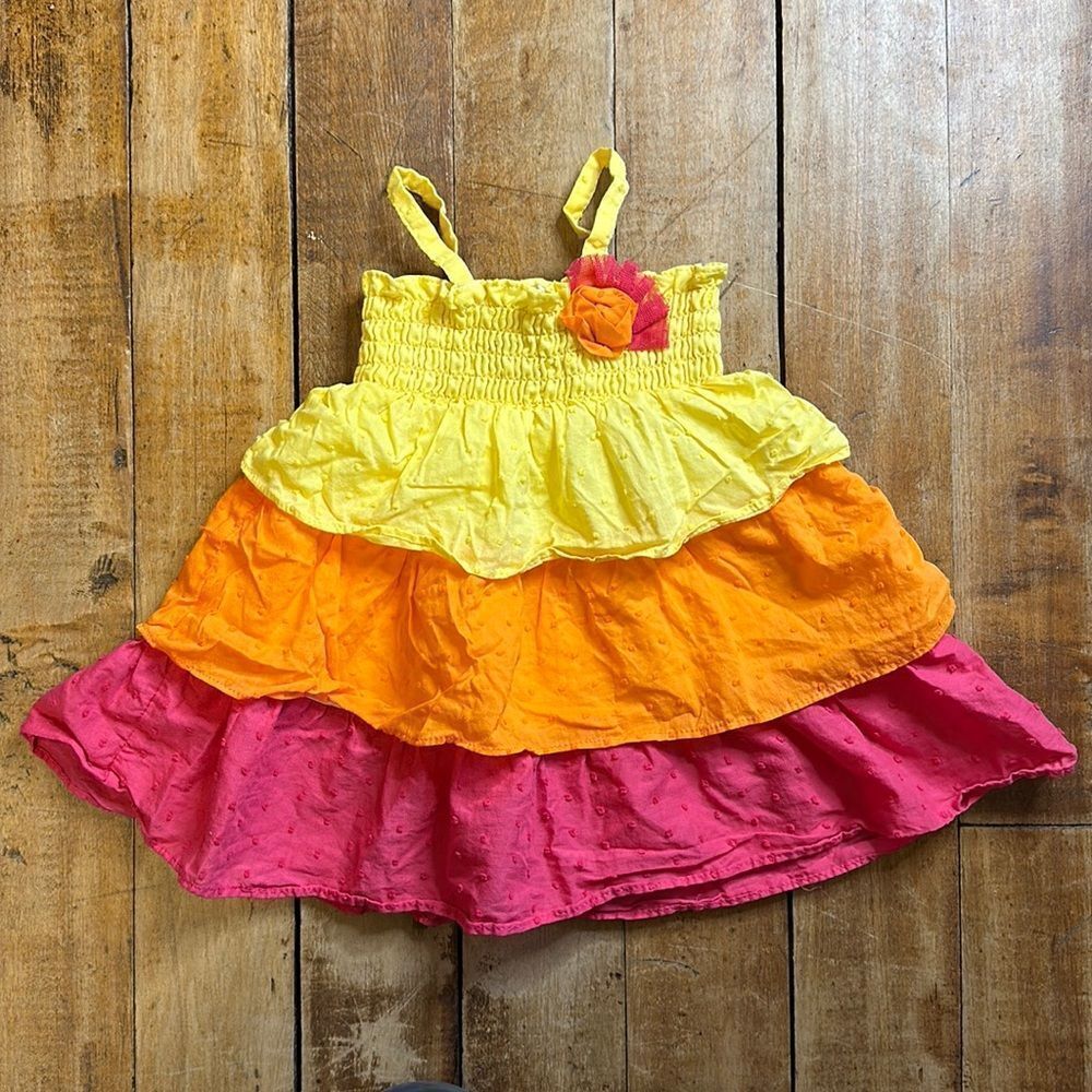 Penelope Mack dress size 6 to 9 months tiered ruffle rainbow boho cotton summer